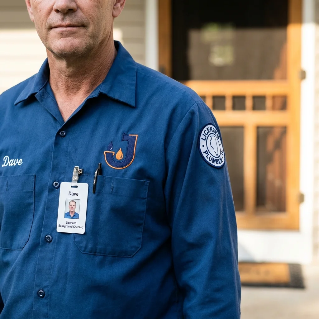 Licensed plumber showing ID badge in Oxford, CT